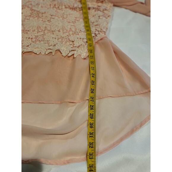 New Sz M Womens Pink sheer Lace Tuxedo Top Fairy couquette whimsigoth wedding - Picture 5 of 6